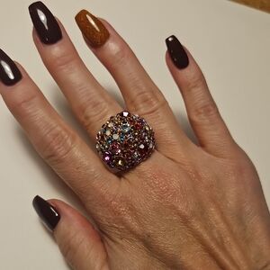 Multicolor Crystal Cluster Ring